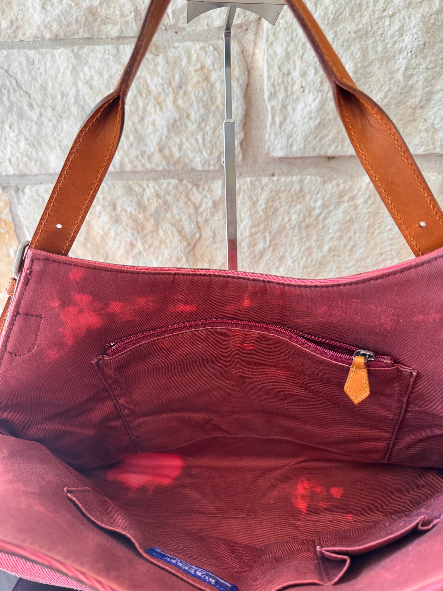 Burberry Blue Label Pink Canvas Hobo Bag