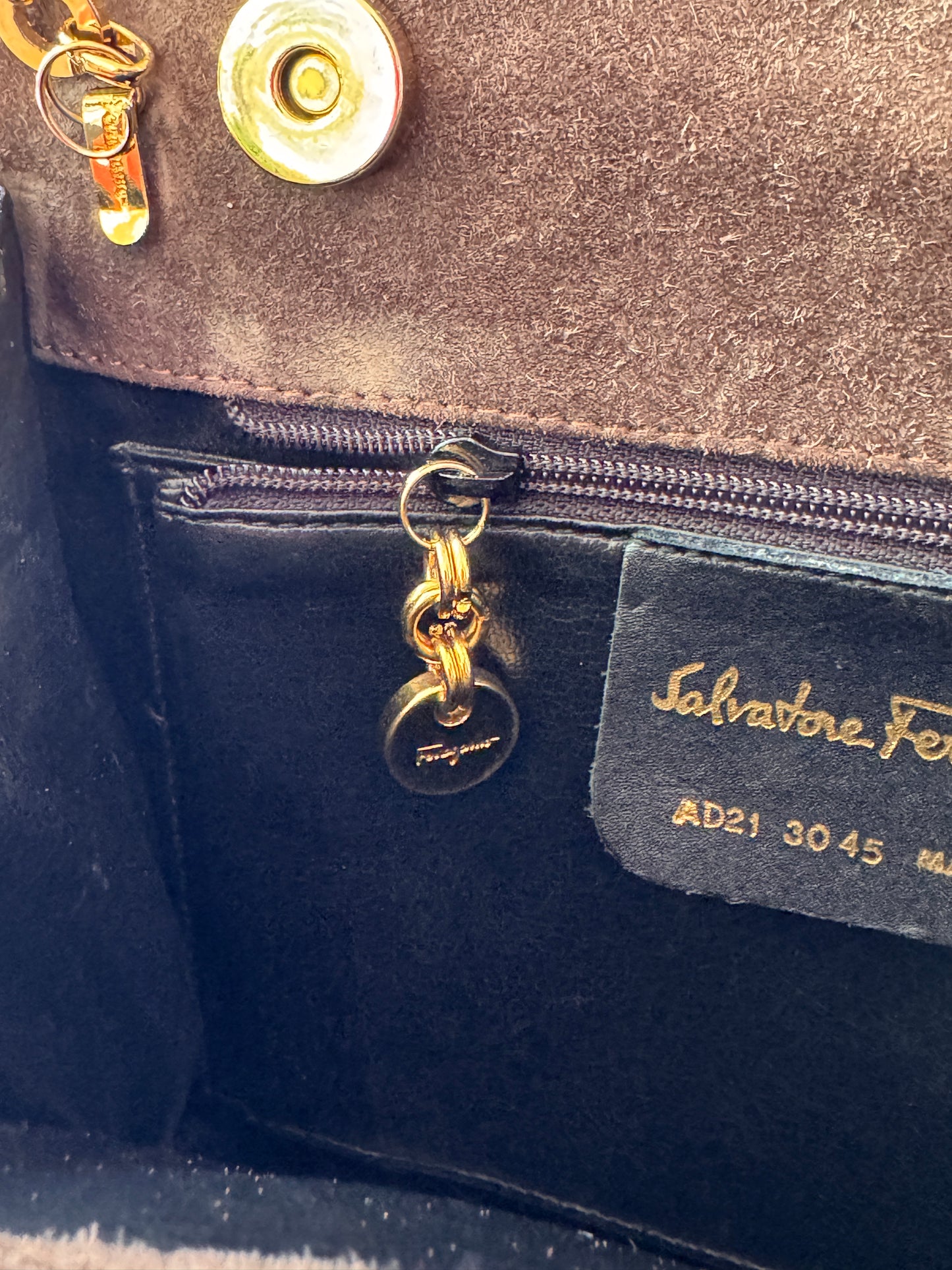 Salvatore Ferragamo Brown Suede Crossbody