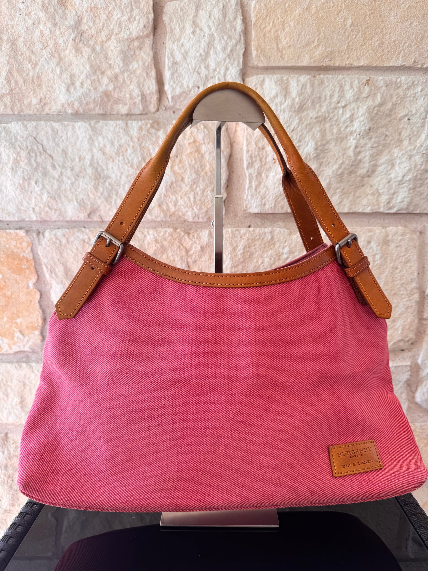 Burberry Blue Label Pink Canvas Hobo Bag