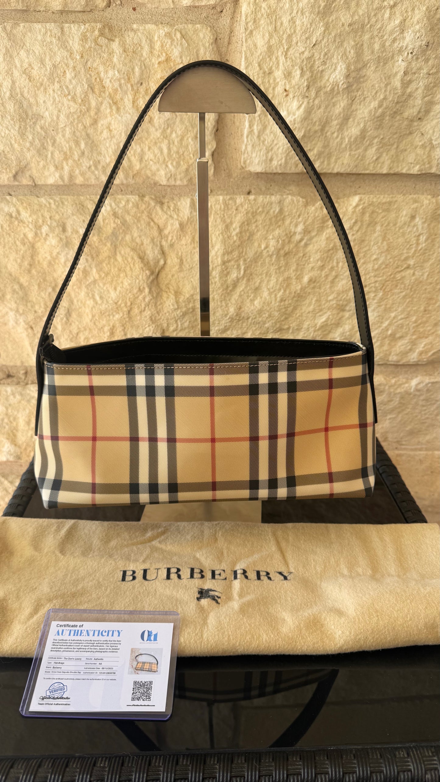 Burberry Nova Check Baguette Shoulder Bag