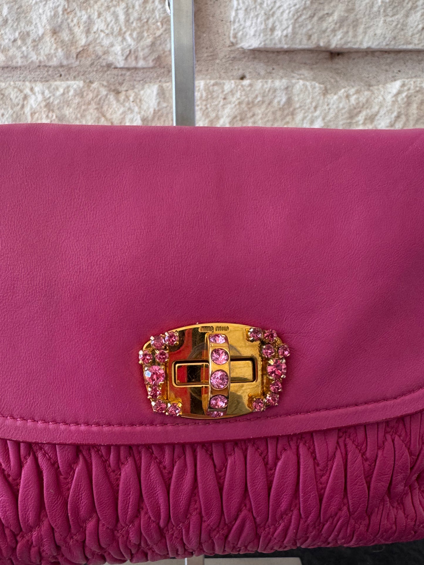 Miu Miu Pink Crystal Nappa