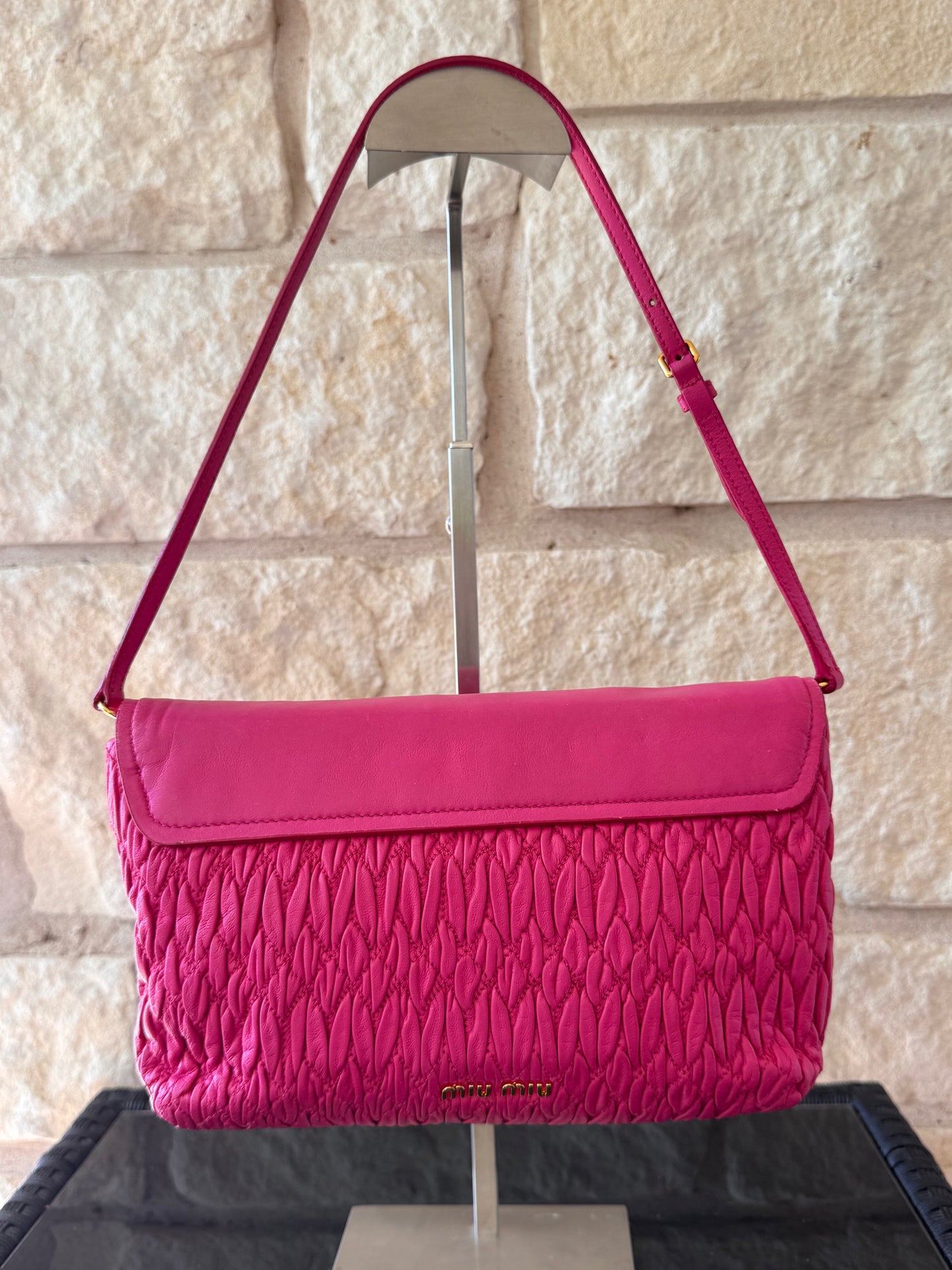 Miu Miu Pink Crystal Nappa