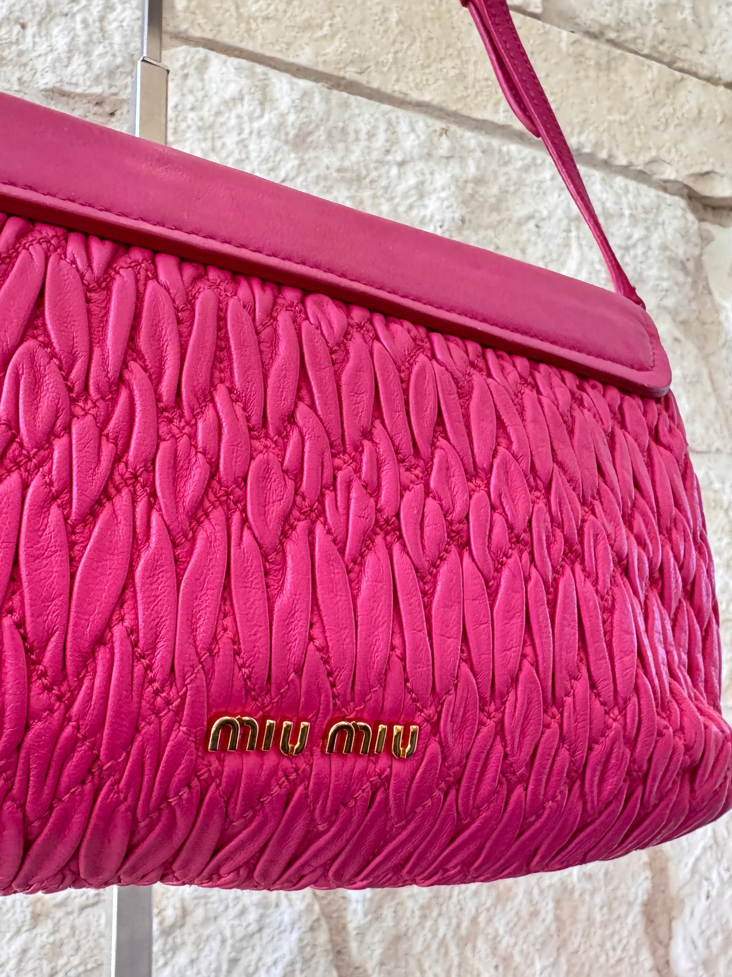 Miu Miu Pink Crystal Nappa