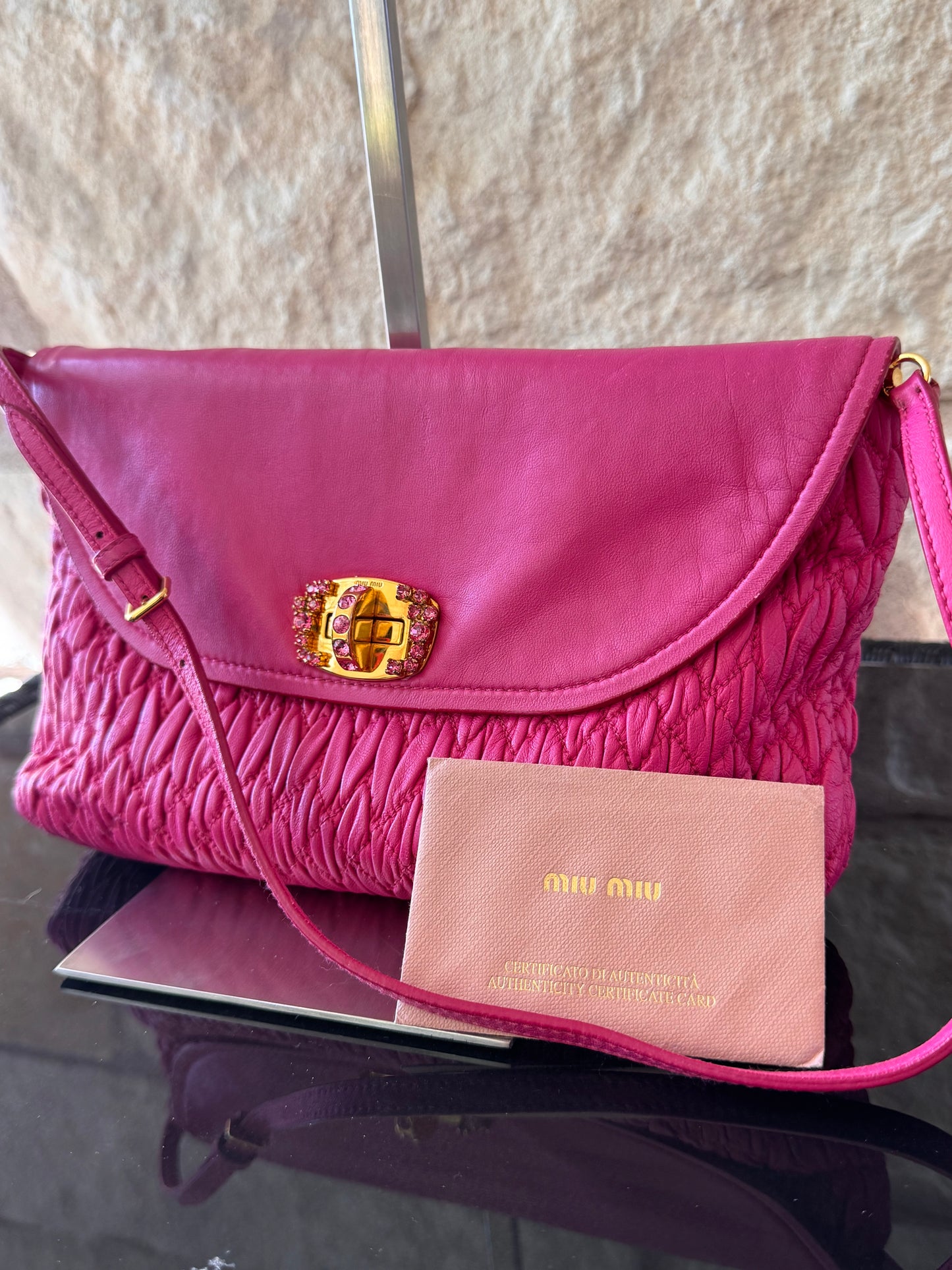 Miu Miu Pink Crystal Nappa