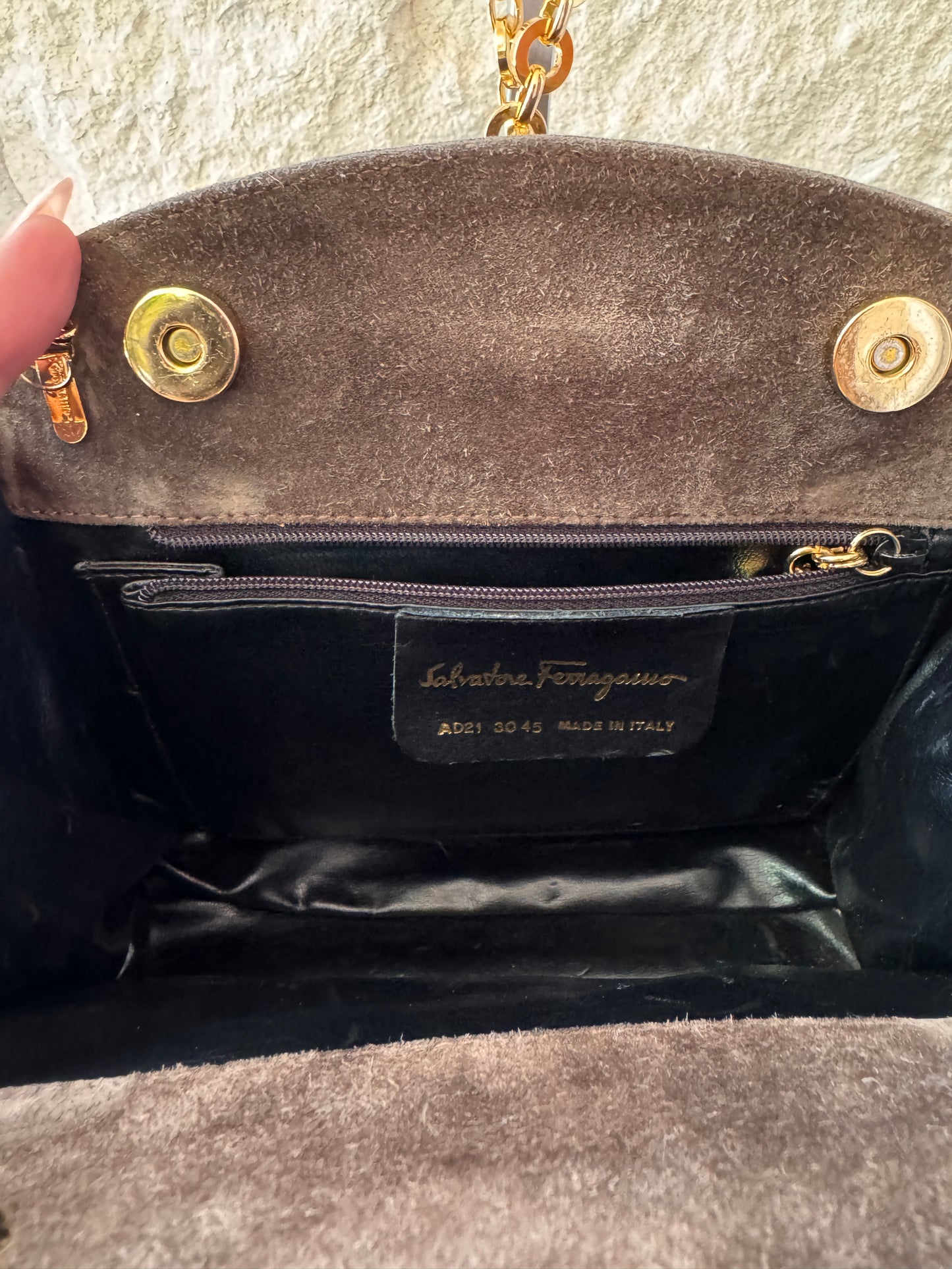 Salvatore Ferragamo Brown Suede Crossbody