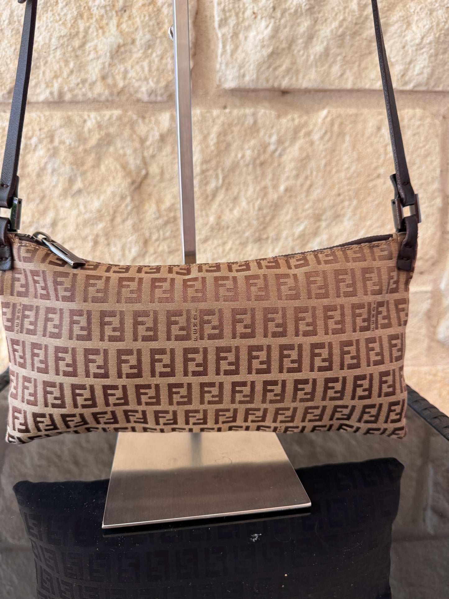 Fendi Zucca Canvas Pochette Crossbody
