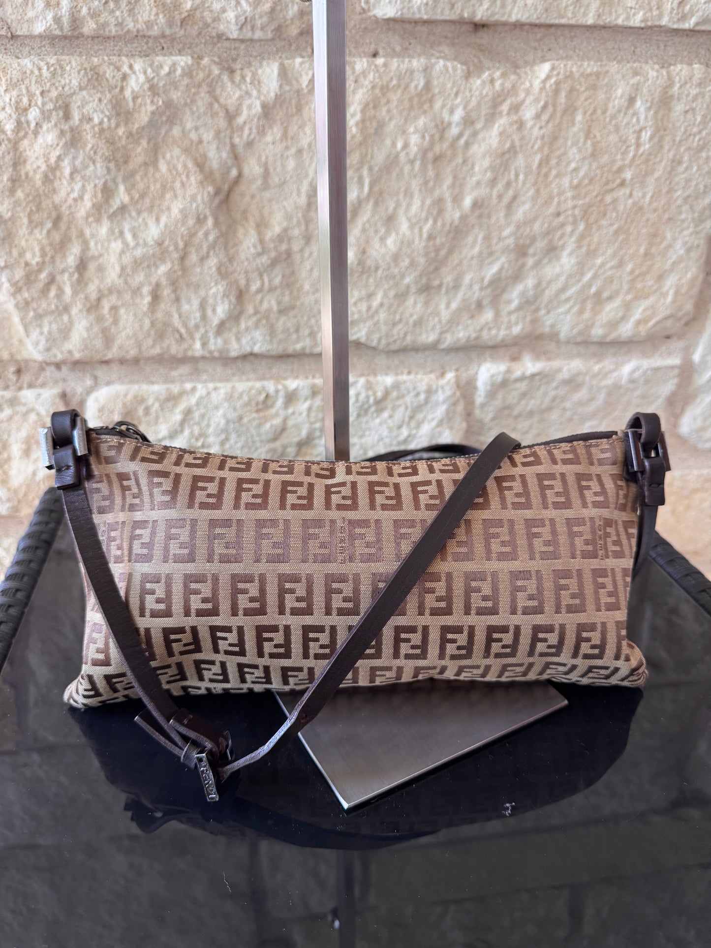 Fendi Zucca Canvas Pochette Crossbody