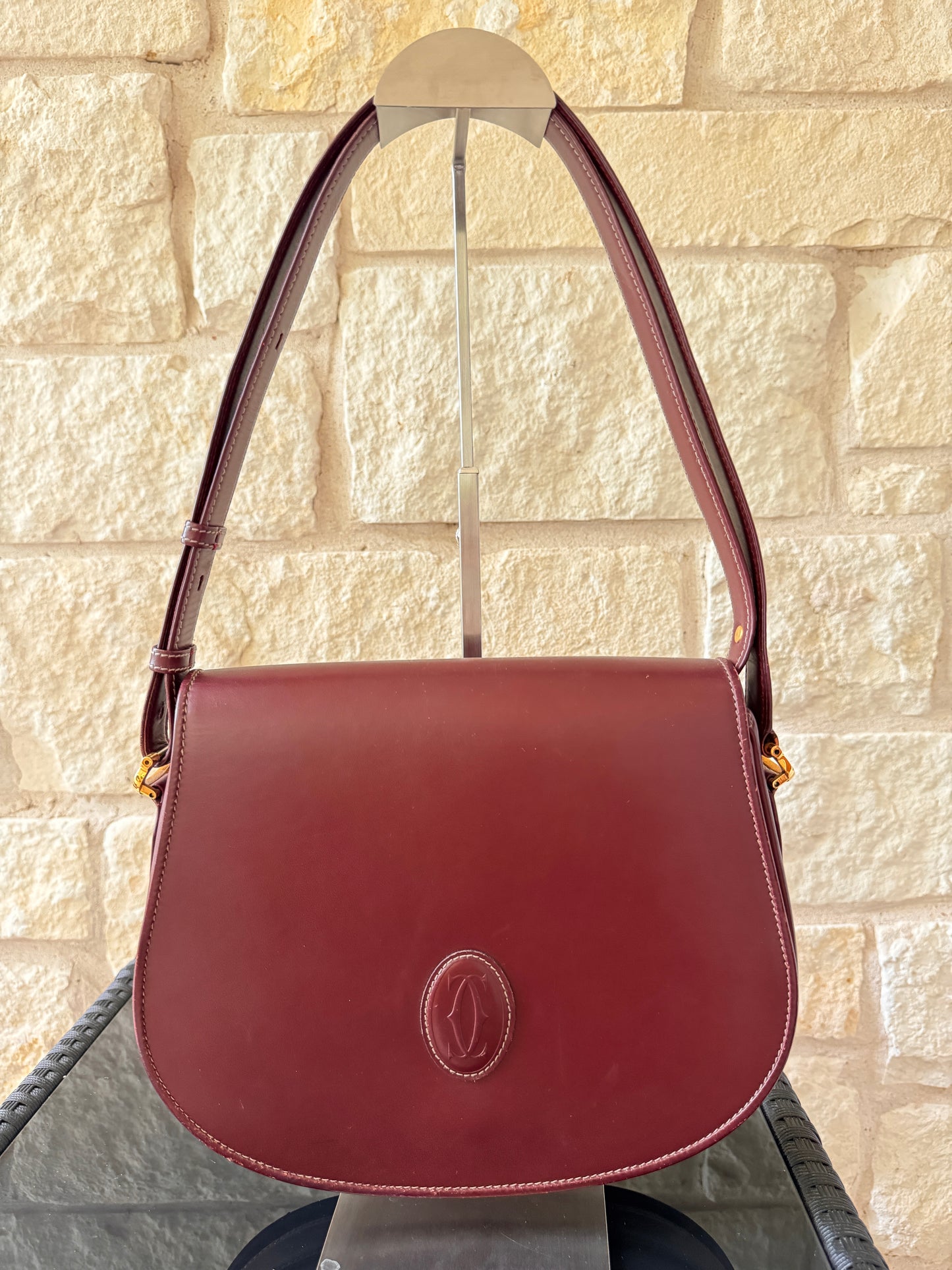Cartier Must de Cartier Bordeaux Leather Shoulder Bag