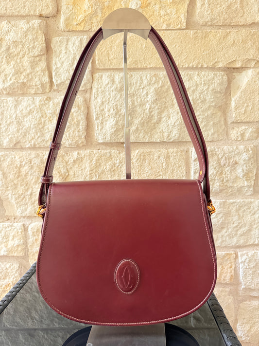 Cartier Must de Cartier Bordeaux Leather Shoulder Bag