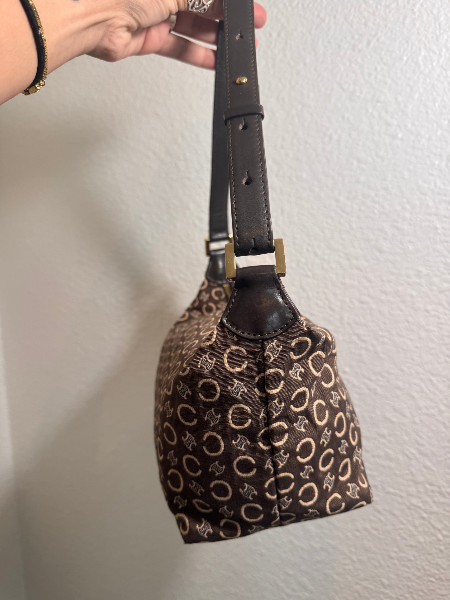 Celine Brown Macadam Canvas Pochette