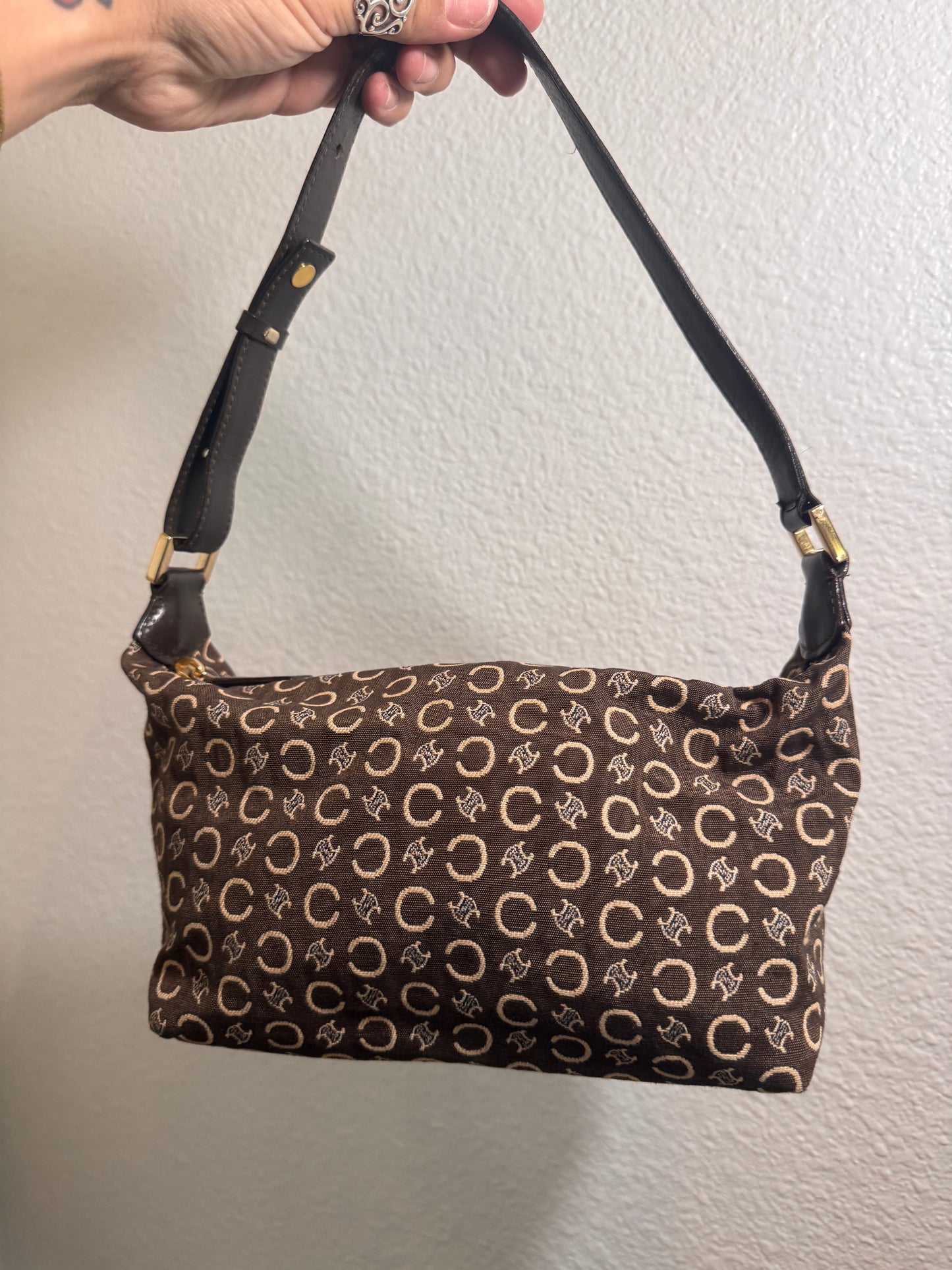 Celine Brown Macadam Canvas Pochette