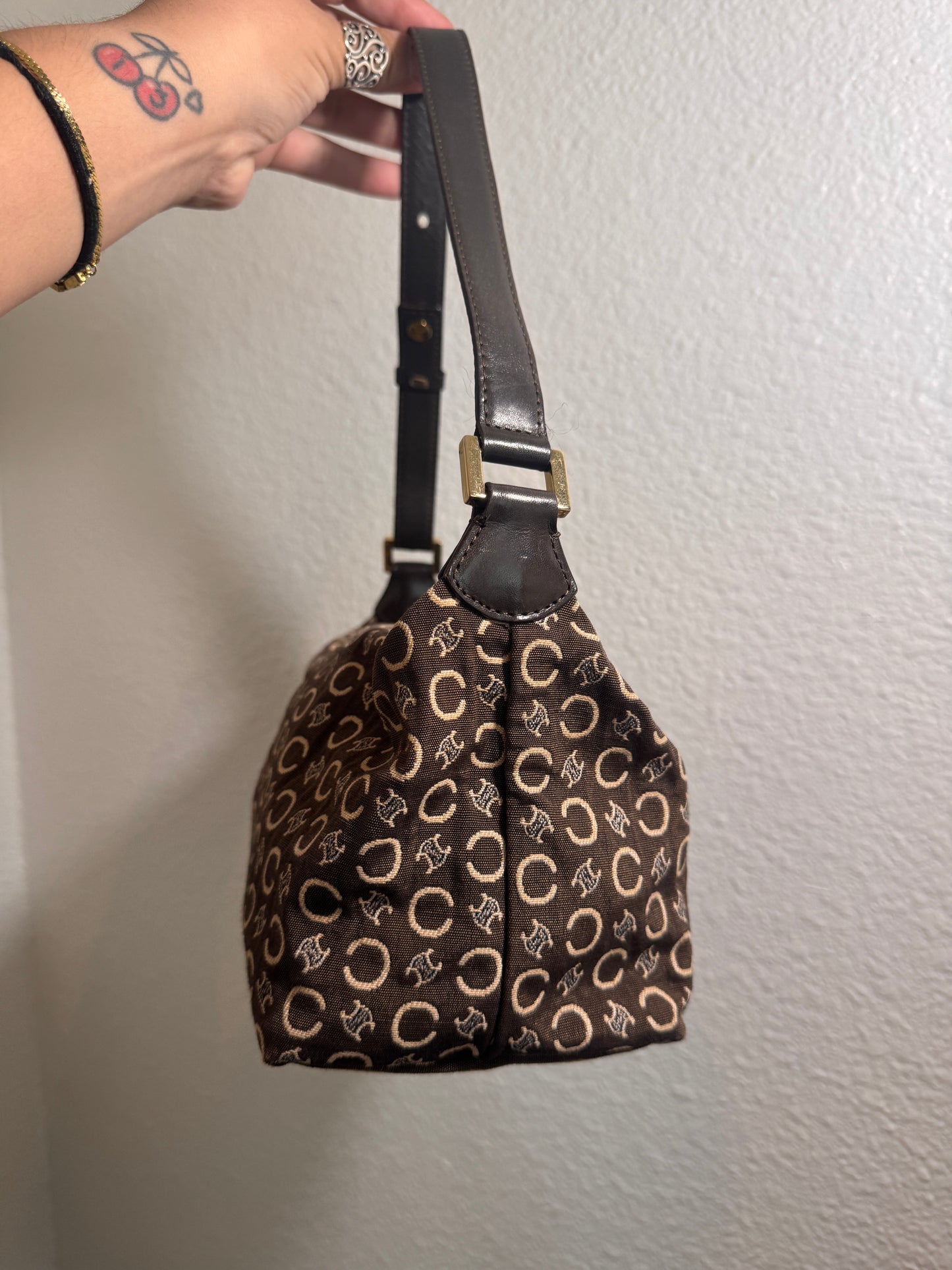 Celine Brown Macadam Canvas Pochette